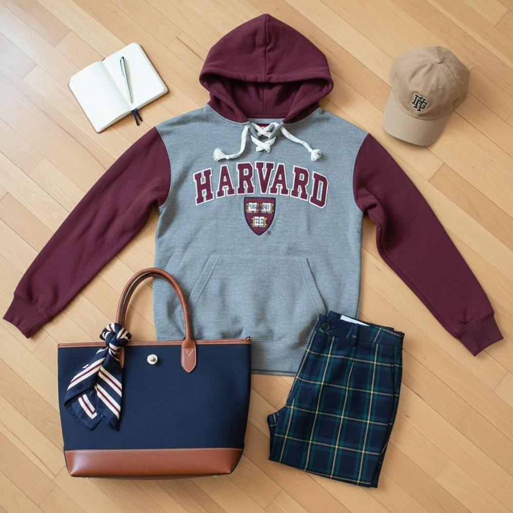 Vintage Y2K Harvard University Hoodie Sweatshirt Lace Up Patch Embroidered